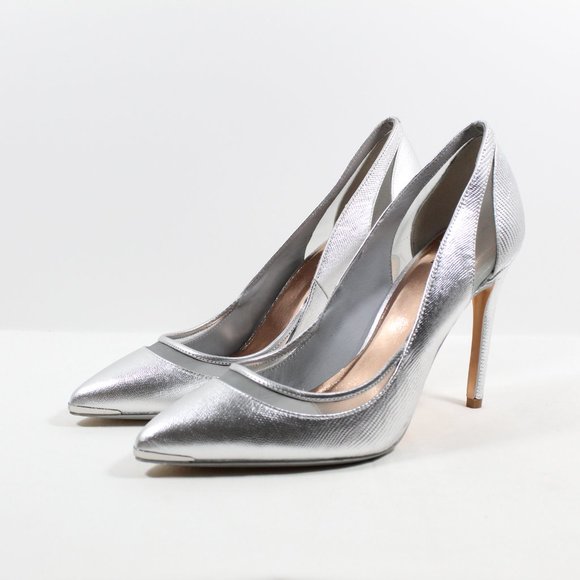 Ted Baker Shoes - Ted Baker Clancyl Metallic Leather Pumps - Silver 9.5M/40EU